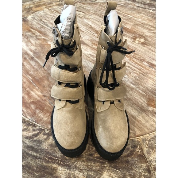 Free People Emmett Boot Lace Up Latte Suede Camel NEW 7 US - Picture 3 of 9